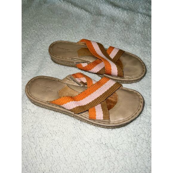 Born Drilles Multi Color Leather Fabric Sandal Espadrille - size 8 - Q11 - Picture 1 of 8